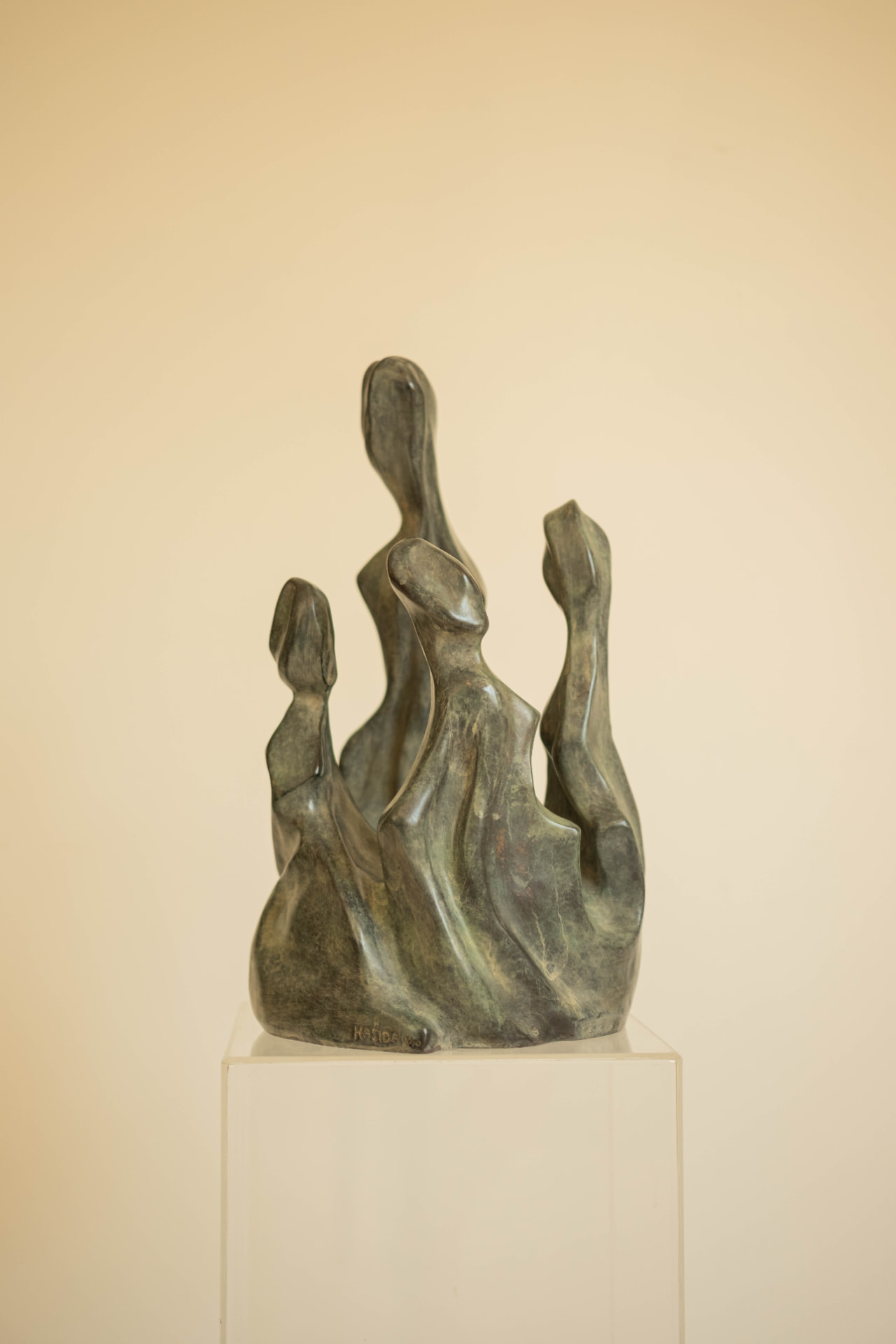Gathering, bronze sculpture, view 1